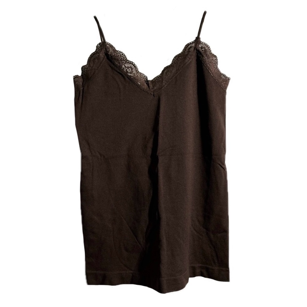 Vintage 2000s Stretchy Brown Lace Tank, Size L